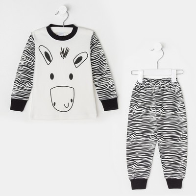 Пижамы для мальчиков Safari zebra, цвет белый, рост 92 см