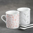 Кружки керамические парные «Муж и жена», 2 шт. по 140 мл, ложки 2 шт. - Фото 2