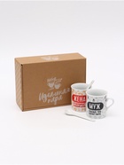 Кружки керамические парные «Муж и жена», 2 шт. по 140 мл, ложки 2 шт. - Фото 2