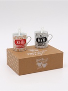 Кружки керамические парные «Муж и жена», 2 шт. по 140 мл, ложки 2 шт. - Фото 14