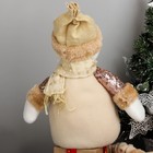 Мягкая игрушка "Снеговик в пайетках - длинные ножки" сидит, 13х52 см, коричневый - Фото 5