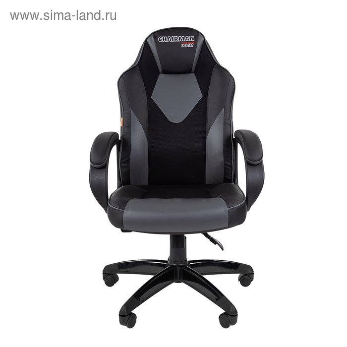 Кресло игровое Chairman game 17, на колёсиках, экокожа/ткань, цвет чёрный/серый - Фото 1
