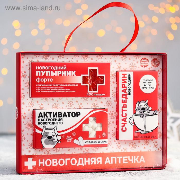 Новогодняя аптечка «Активатор»: чай чёрный 25 г., драже 100 г., пупырка - Фото 1