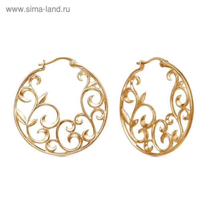 Серьги «Кольца витые» позолота - Фото 1