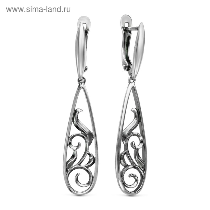 Серьги «Капли витые» посеребрение с оксидированием - Фото 1
