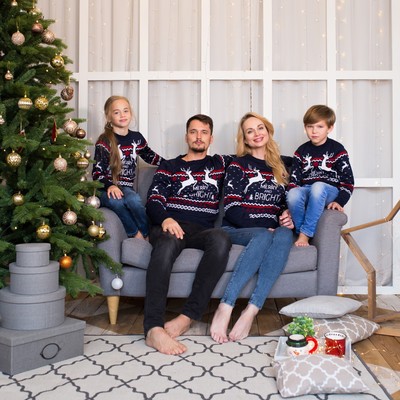 Джемпер детский новогодний вязаный KAFTAN: Family look, синий, размер 32 (110-116 см)