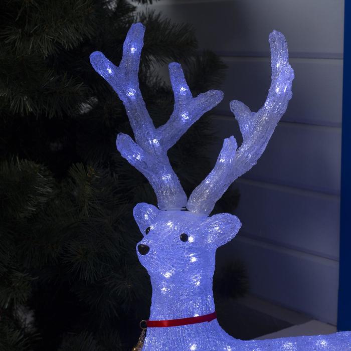 Светодиодная фигура «Олень благородный» 55 × 55 × 21 см, акрил, 96 LED, 8 режимов, 24 В, свечение белое - фото 1884951757