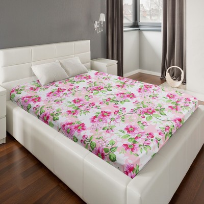 Простыня 1,5 сп Экономь и Я 150×215±3 «Цветы» цв.розовый, 120 г/м², 100%хлопок, бязь