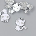 Декор для творчества металл, эмаль, страза "Белая кошечка" 2х1,7 см (комплект 5 шт) - фото 20965456