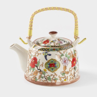 Чайник заварочный «Цветы», 900 мл, с металлическим ситом, керамика