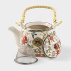 Чайник заварочный «Цветы», 900 мл, с металлическим ситом, керамика - Фото 2