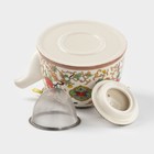 Чайник заварочный «Цветы», 900 мл, с металлическим ситом, керамика - Фото 3