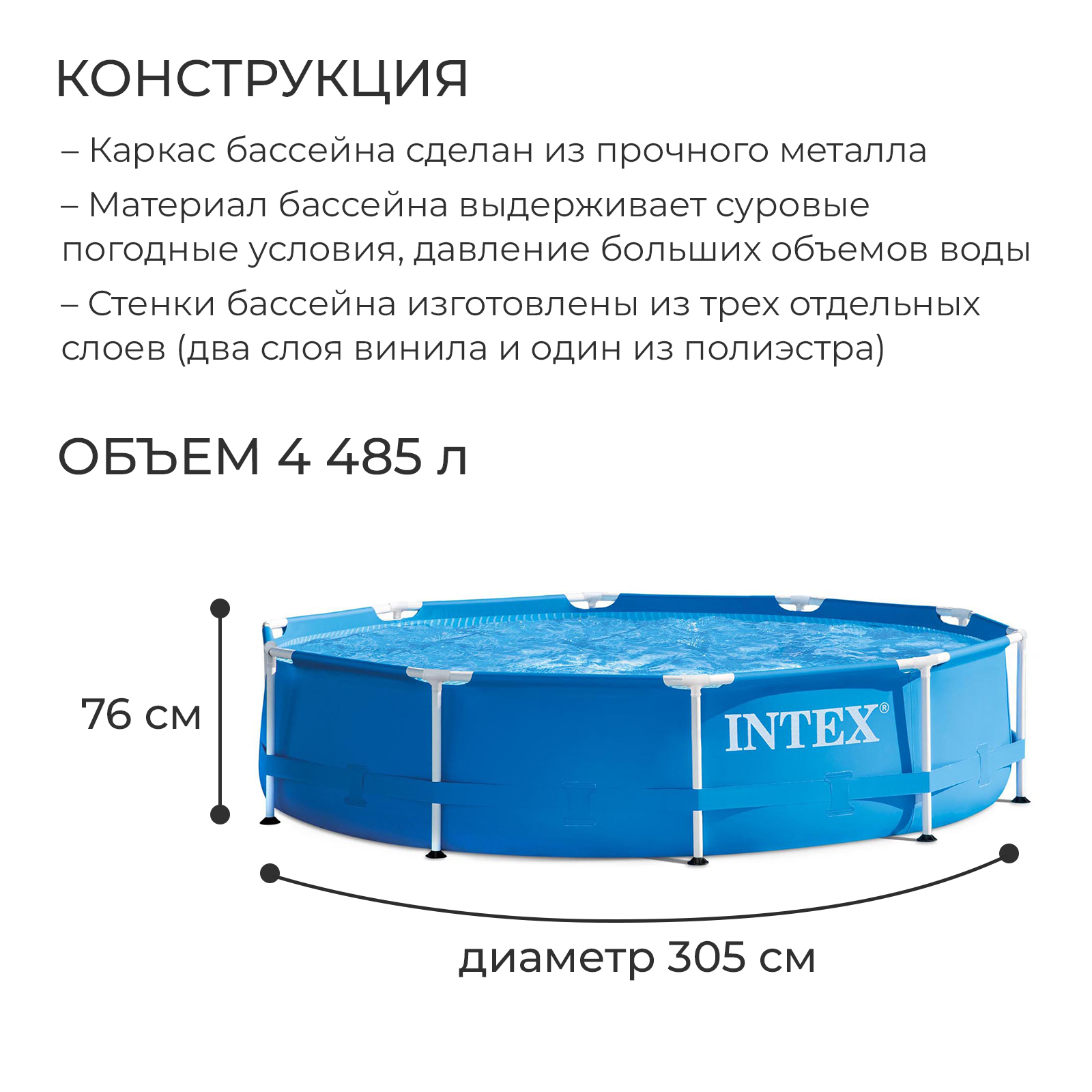 Как собрать каркасный бассейн круглый 305х76