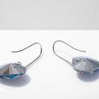 Серьги с кристаллами «Сияние сердца», синие в серебре - Фото 3