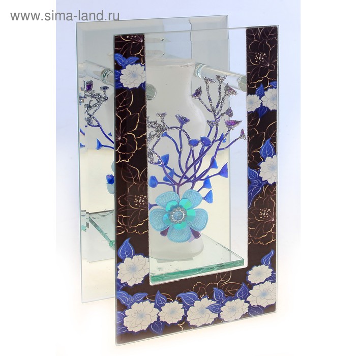 ваза стекло Калипсо кант васильки 18*10 см - Фото 1