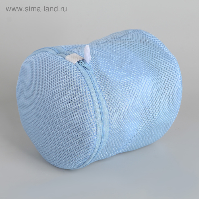 Мешок для стирки белья без диска Доляна, 15×15×15 см, трехслойный, крупная сетка, цвет голубой - Фото 1