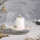 Ваза-подсвечник "МАТЕ" и белой свечой, 14,5×13 см, 9 ч, шар, стекло - Фото 1