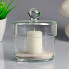 Ваза-подсвечник "Труба" с крышкой, с белой свечой, 10,7×10,5 см, цилинд, стекло - Фото 1