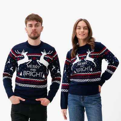 Свитер вязаный новогодний KAFTAN Family look, размер 42, синий