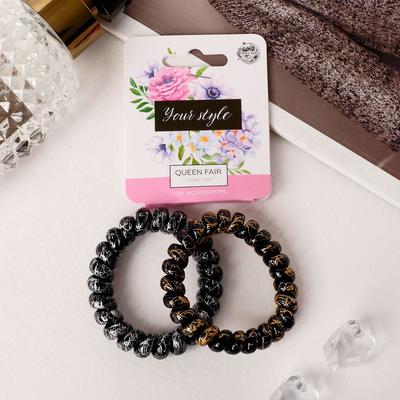 Резинки для волос QF «Пружинка», набор 2 шт., рисунок, МИКС