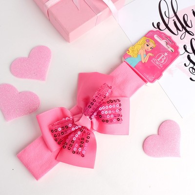 Повязка для волос "Бант" 3*17 см пайетки малиновый