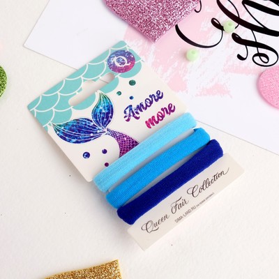 Резинки для волос «Трио», набор 3 шт., 5.5 см, синие, голубые