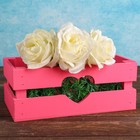 Кашпо деревянное 24.5×13.5×9 см "Двушка Лайт" реечное, сердце, розовый Дарим Красиво - фото 9747059
