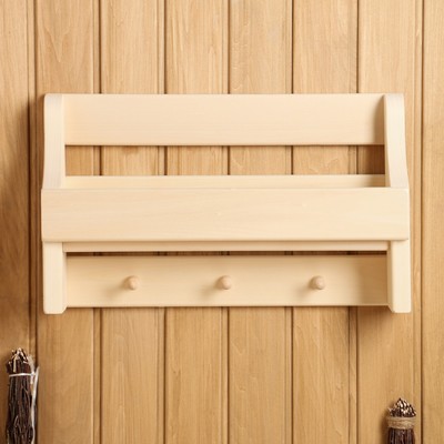 Полка - вешалка для бани и сауны «Универсальная», 50×30×12 см, деревянная, 3 крючка, «Добропаровъ»