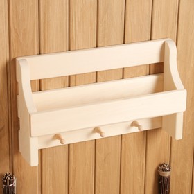 Полка - вешалка для бани и сауны «Универсальная», 50×30×12 см, деревянная, 3 крючка, «Добропаровъ»  (артикул 4513378)  большой выбор товаров оптом и в розницу по низким ценам с доставкой