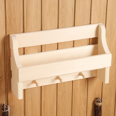 Полка - вешалка для бани и сауны «Универсальная», 49×27×11.5 см, деревянная, 3 крючка, «Добропаровъ»