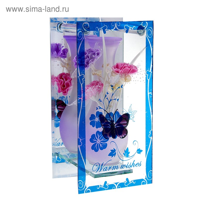 ваза стекло Калипсо 20*10 см васильки - Фото 1