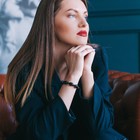 Браслет бочонок через шарик "Агат чёрный" - фото 24495352