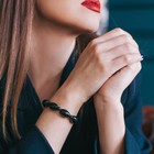 Браслет бочонок через шарик "Агат чёрный" - фото 24495351