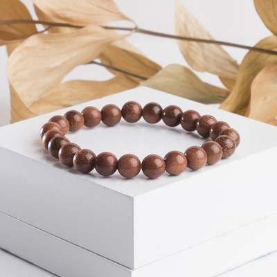 Браслет шар №8 «Авантюрин коричневый», 5.5 см