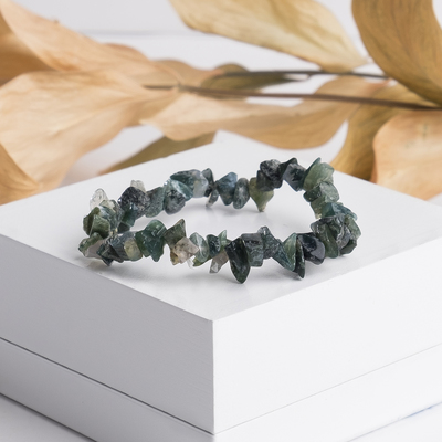 Браслет крошка на резинке «Яшма зелёная»