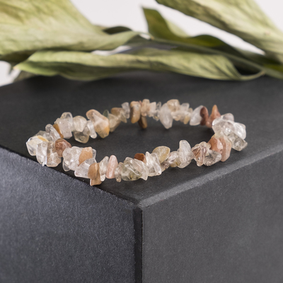 Браслет крошка на резинке «Агат волосатый»