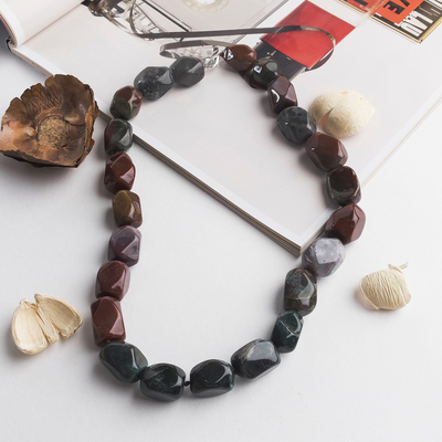 Бусы галтовка гладкая «Яшма», 45см