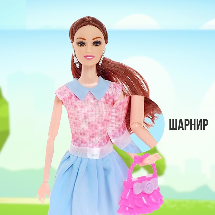 Кукла-модель шарнирная «Юля» на велосипеде, с аксессуарами 45597