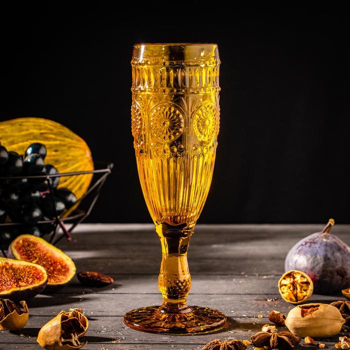 Бокал из стекла для шампанского Magistro «Ларго», 180 мл, 7×19,7 см, цвет янтарный - Фото 1