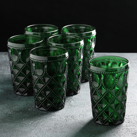 Набор стеклянных стаканов Magistro «Варьете», 465 мл, 8,5×14 см, 6 шт, цвет зелёный