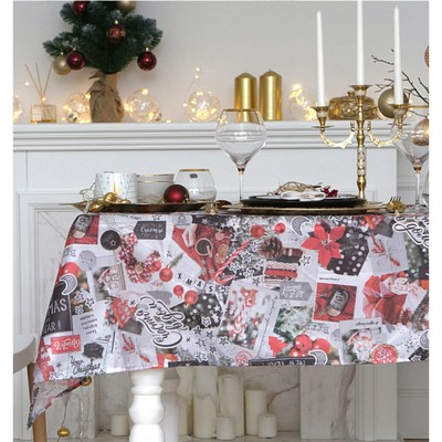 Скатерть "Доляна" Новогодний коллаж 145х120см,100% п/э, оксфорд 210 гр/м2