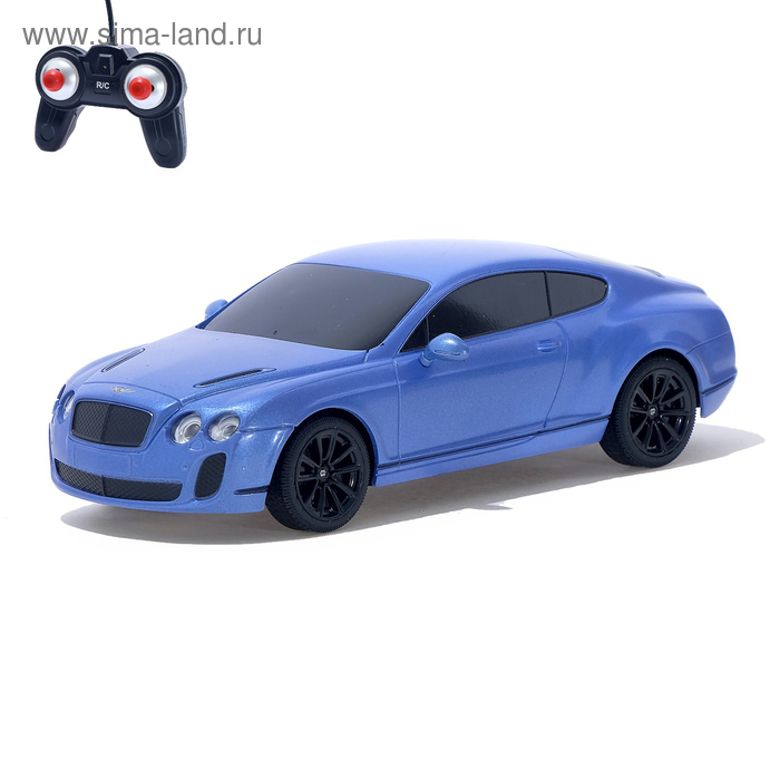 Машина радиоуправляемая Bentley Continental, 1:24, работает от батареек, свет, цвет синий, mz 27040 - Фото 1