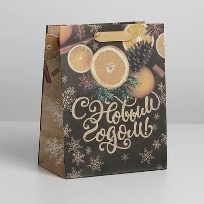 Пакет крафтовый вертикальный «Новогоднее настроение», MS 18 × 23 × 8 см
