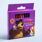 Восковые карандаши, набор 12 цветов, высота 8 см, диаметр 0,8 см, Маша и медведь - Фото 2