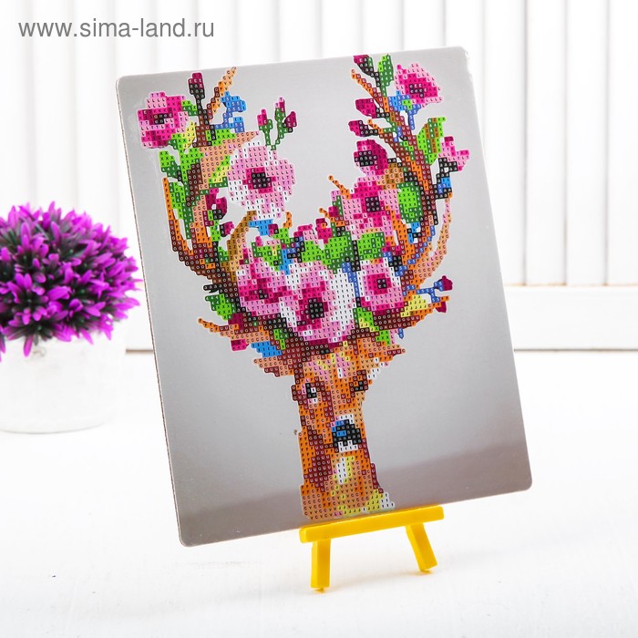 Алмазная вышивка с частичным заполнением «Олень с цветами в рогах», с подставкой, размер картины: 21 × 25 см - Фото 1