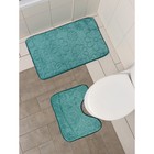 Набор ковриков для ванной и туалета Доляна «Поле», 2 шт, 39×50 см, 50×80 см, цвет зелёный - Фото 7