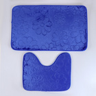 Набор ковриков для ванной и туалета «Поле», 2 шт, 39×50, 50×80 см, цвет синий - Фото 2