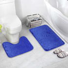 Набор ковриков для ванной и туалета «Поле», 2 шт, 39×50, 50×80 см, цвет синий - Фото 1