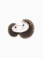 Брошь «Ёжики», цвет чёрно-белый в чернёном золоте - Фото 1