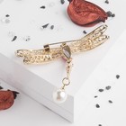 Брошь «Стрекоза» хвостик подвижный, цвет бело-розовый в золоте - Фото 3